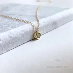 [14kgf]N21ペリドットのベゼルネックレス