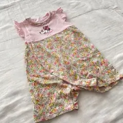 ディズニー ミニー ロンパース 80㎝ 花柄 ピンク