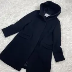 アンタイトル 比翼 フーテッドコート (L) ブラック レディース ウール