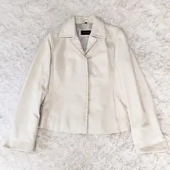 シープスキン　レザージャケット　クロップド丈　M　アイボリー　Y2K