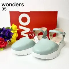 【未使用品】wonders 厚底 ストラップサンダル レザー 35 22.5cm