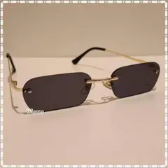 ◀︎リムレスサングラス ★新品未使用品★スクエア ブラック グラサン おしゃれ