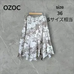 OZOC 花柄 イレギュラーヘムスカート S相当 36 アイボリー系 春夏秋