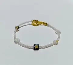 ミルフィオリブレスレット　千の花 黒と白