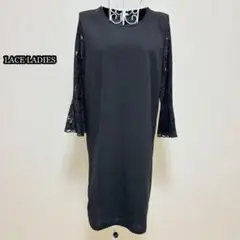 ⚫︎【LACE LADIES】レース袖ワンピース（M）フォーマルフェミニン