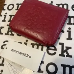 marimekko マリメッコ レザー 二つ折り財布 ブラック 黒 がま口付き marimekko(マリメッコ) / 2つ折り財布/--/BLK/花柄/レディース