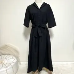 《Libra Cue》オープンカラーリボンロングワンピース ブラック F