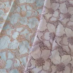 刺繍レース生地 水色と薄紫 レトロ生地二枚組