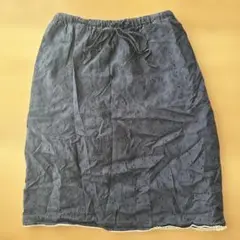 ネイビー刺繍タイトスカート ウエスト64-67cm
