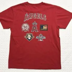 新品未使用 170 MLB エンゼルス 半袖 Tシャツ 赤 綿100 バクプリ