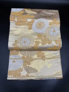 高級 正絹 袋帯 礼装 フォーマル 洒落帯　花柄　金糸　225