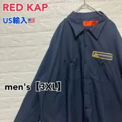 ●B443【US輸入】レッドキャップ 長袖 ワークシャツ ネイビー系 【3XL】