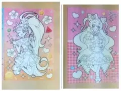 トロピカル〜ジュ　デリシャスパーティプリキュア背景付きB6ぬりえセット匿名配送