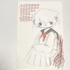 手描きイラスト オリジナル 女の子 赤と青