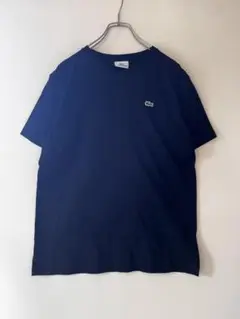 No.4356 US古着LACOSTE ワニロゴ刺繍 VネックTシャツ 黒 4