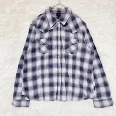 KETEL【LL】ネルシャツ　チェック　長袖シャツ　グレー　綿　カジュアル