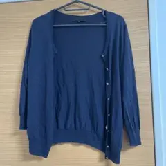 【UNTITLED】アンタイトル　カーディガン　七分袖　ネイビー　薄手　シルク混