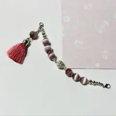 キャッアイビーズ 羽織紐 マグネット式 （白茶色）