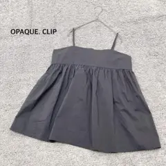 【オペークドットクリップ】ペプラム キャミ ブラウス ダークグレー