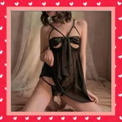 329 ベビードール ネグリジェ　セクシー ランジェリー キャミソール 黒