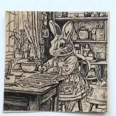 1134 ウサギ お絵描き ヴィンテージ はんこ スタンプ うさぎ ドールハウス
