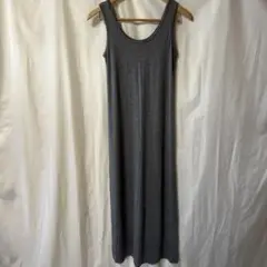 【美品】ノースリーブ ロングワンピース グレー