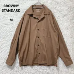 ブラウニースタンダード 長袖シャツ ブラウン M メンズ シンプル 綿