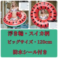 浮き輪　ビッグサイズ　120cm スイカ　プール　海　レジャー 防水シール付