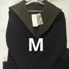 ユニクロダブルフェイスフーディットコート ネイビー M ウール チャコールグレー