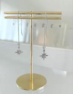 八芒星 オクタグラムのアメリカンピアス　　華奢
