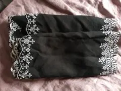 黒い両端レース付きの布2種セット　ブラック