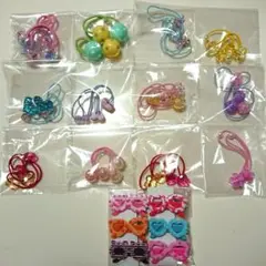 ★新品、未使用★カラフルなヘアゴム12種＆ヘアクリップ6種のセット