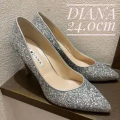 極美品　DIANA シルバー グリッターハイヒール 24.0cm
