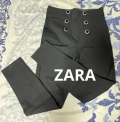 ZARA ハイウエスト レギンス ボタン ビジュー Lサイズ 黒 パンツ