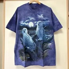 THE MOUNTAIN ザマウンテン フクロウ 月明かり 半袖 tシャツ 紫