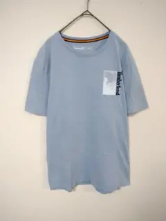 ティンバーランド　Timber land　Tシャツ　メンズM　水色系　プリント