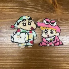 【ハンドメイド】クレヨンしんちゃん　ひまわり　ワニ山さん　ワッペン　2個