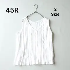 5209【美品】45R 布帛×天竺タックキャミソール ピンタック ノースリーブ