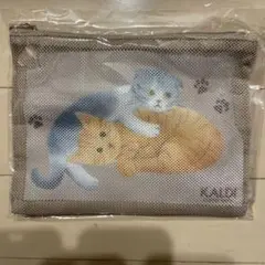 KALDI カルディ ねこメッシュポーチ A5サイズ