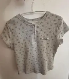 CRANK SEOUL 花柄リブ半袖Tシャツ