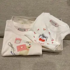 Bonpoint イラスト付きTシャツ2枚セット