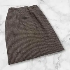 膝丈スカート　L グレー　日本製　毛100%