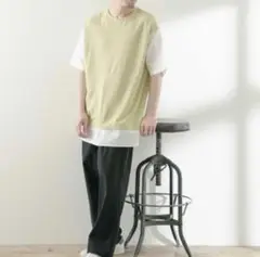 アーバンリサーチ アイテムズ　tシャツ 切替レイヤード　クルーネック　Lサイズ