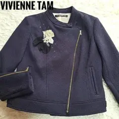 【VIVIENNE TAM】花柄　チャイナ刺繍　マオカラーライダース風ジャケット