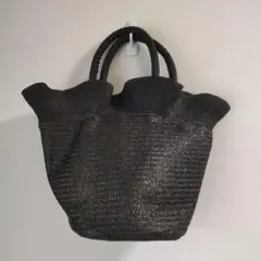 【未使用】CACHELLlE ブラック かごバッグ フリルデザイン カシェリエ
