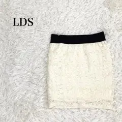 L.D.S. エルディエス　レスタイトミニスカート　S　アイボリー　ウエストゴム