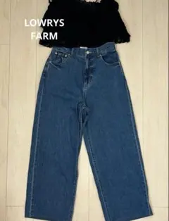 LOWRYS FARM ロールアップルーズデニム Mサイズ ワイドパンツ