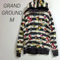 GRAND GROUND キャラクター柄 パーカー M グラグラ　ボーダー