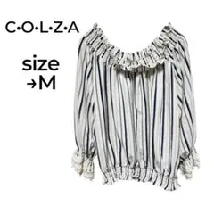 C・O・L・Z・Aストライプ柄ラッフルネックトップス