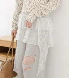 kastane レースアシメミニスカート